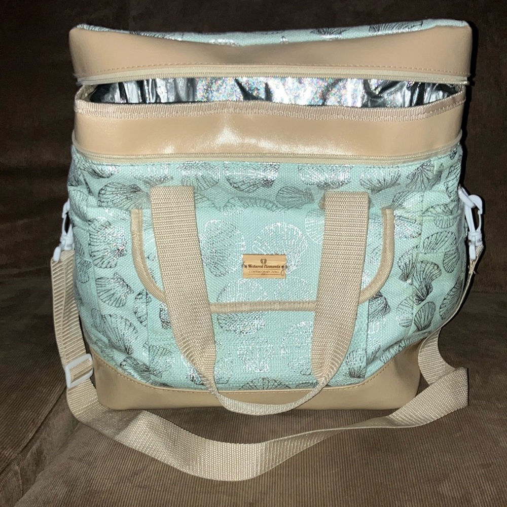 Stylish Beige and Mint Tote Bag